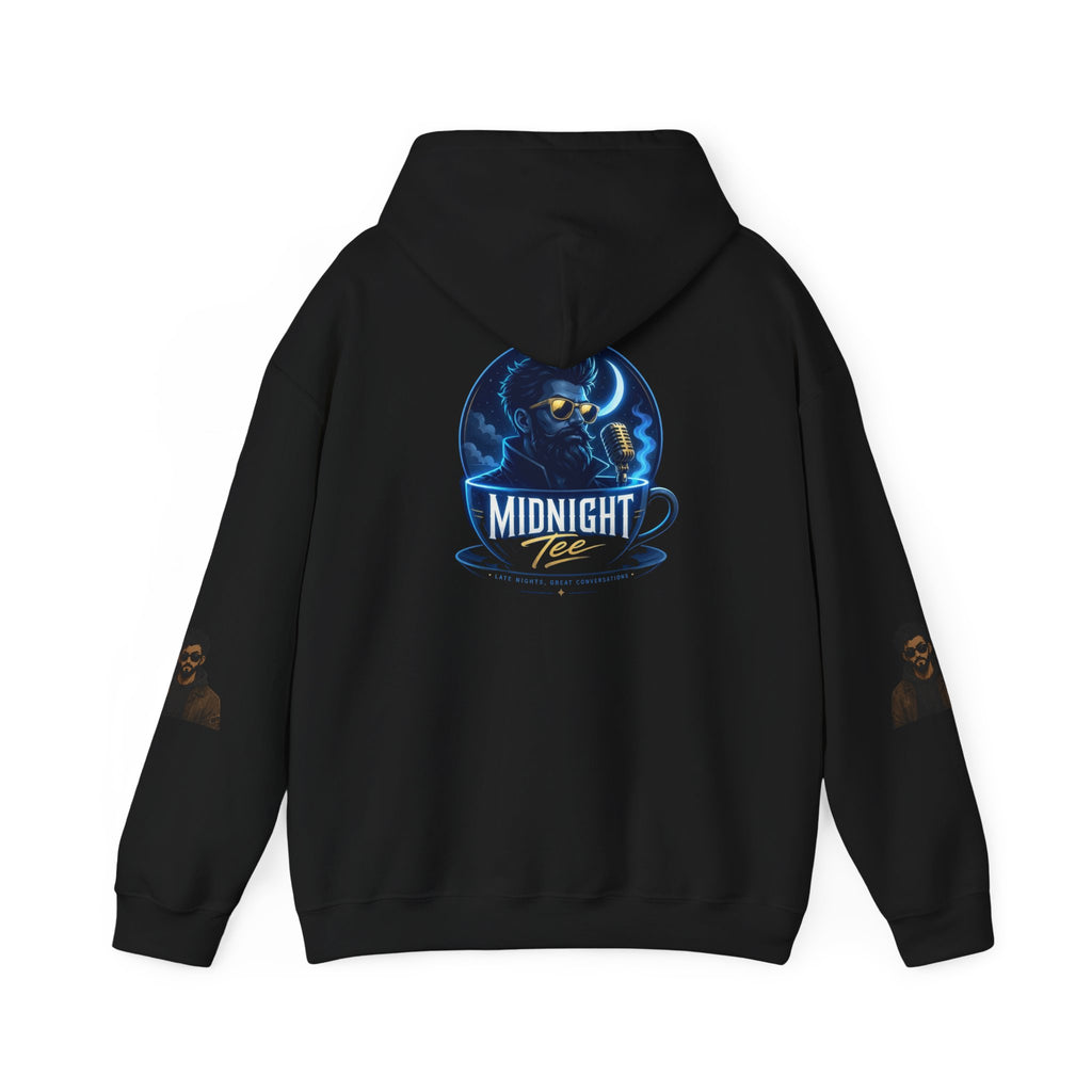 MIDNIGHT Tee Hoodie — Retro Neon 'MIDNIGHT' Portrait Pullover