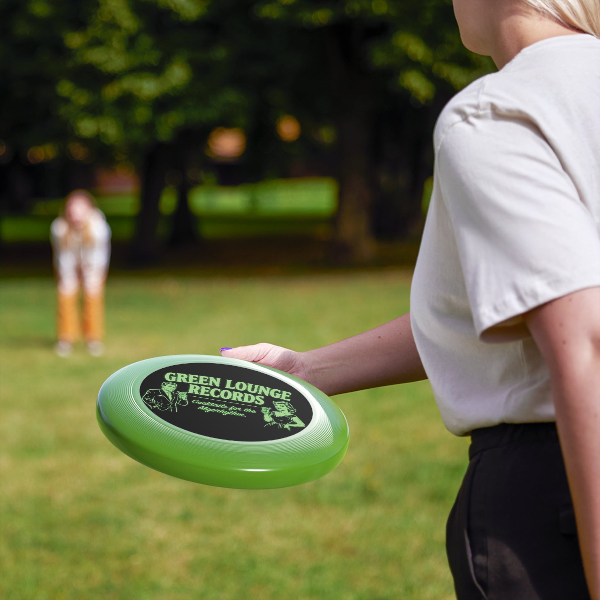 Green Lounge Records Wham‑O Frisbee – Retro Cocktail Lounge Logo Disc