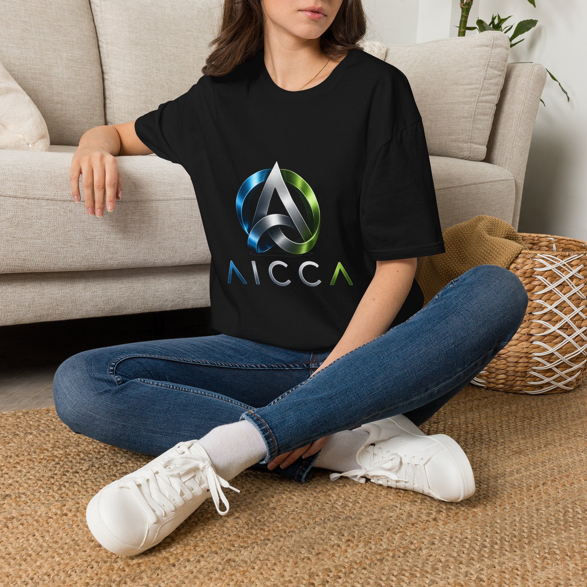 AICCA  Logo T-Shirt — Modern Metallic Circle Emblem Tee