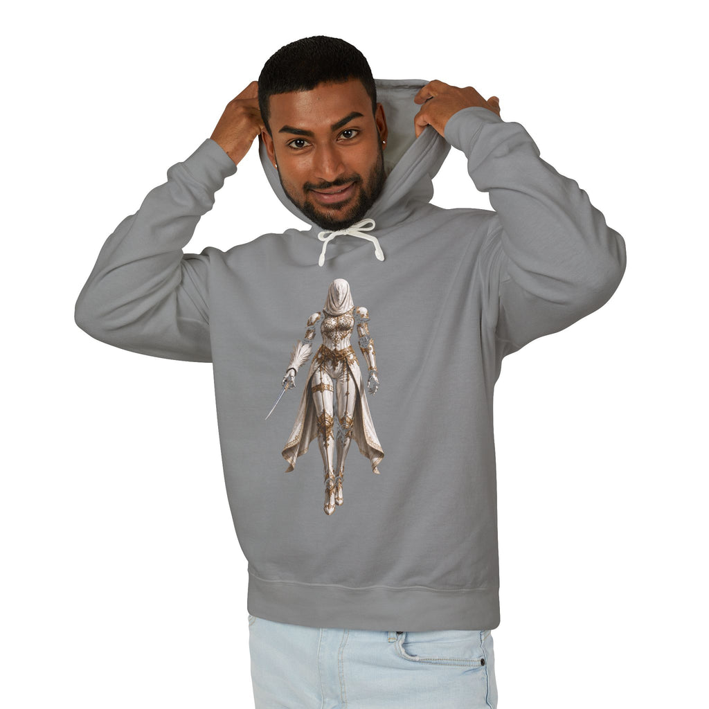 Neural Fiction Sci‑Fi Hoodie — Metallic Valkyrie Front & Emblem Back