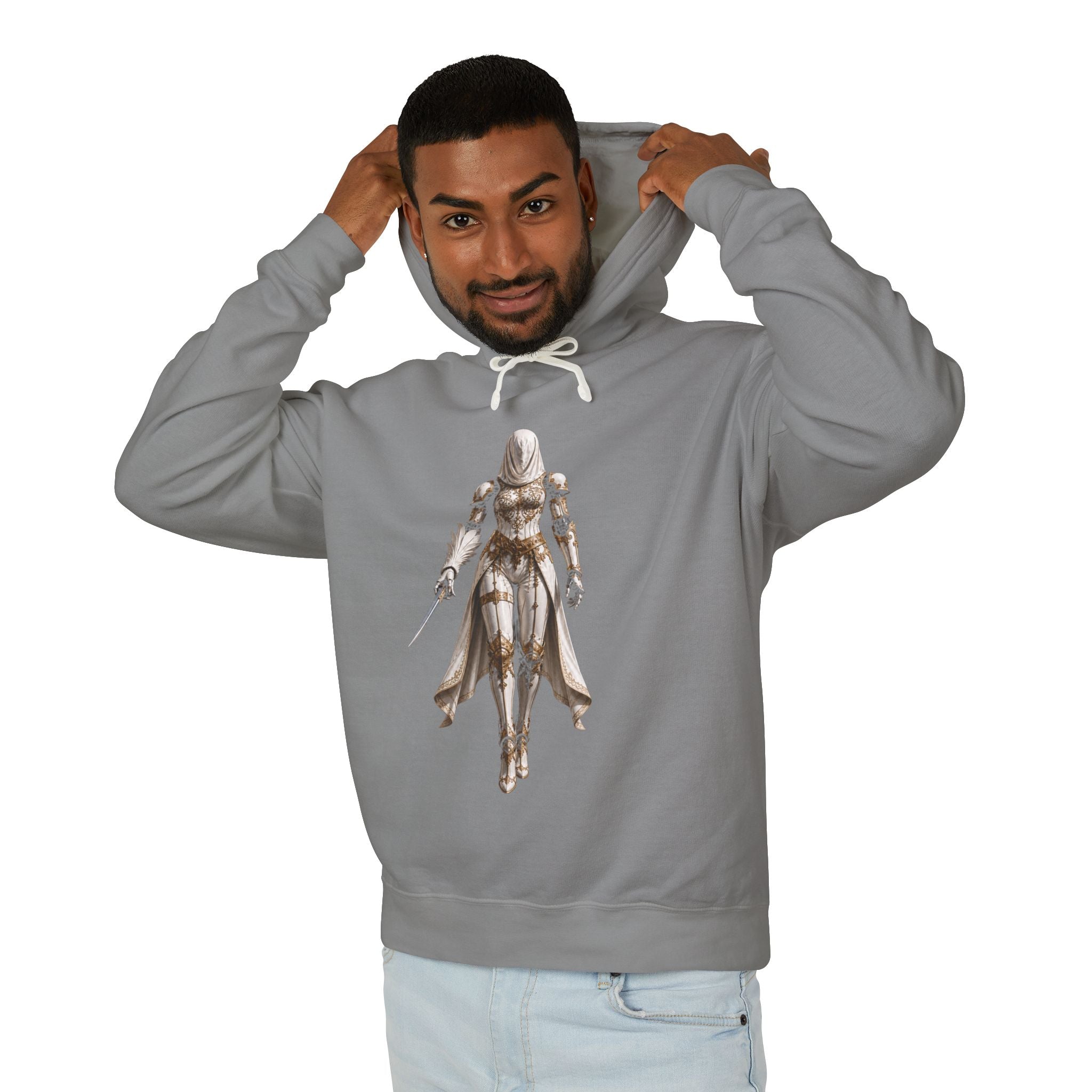 Neural Fiction Sci‑Fi Hoodie — Metallic Valkyrie Front & Emblem Back