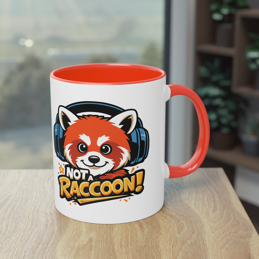 Not A Raccoon Coffee Mug — Cute Red Panda with Headphones, Funny Gift for Animal Lovers