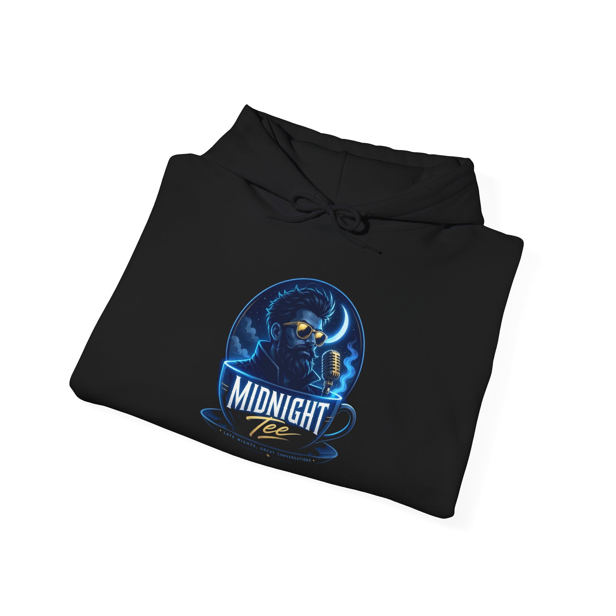 MIDNIGHT Tee Hoodie — Retro Neon 'MIDNIGHT' Portrait Pullover