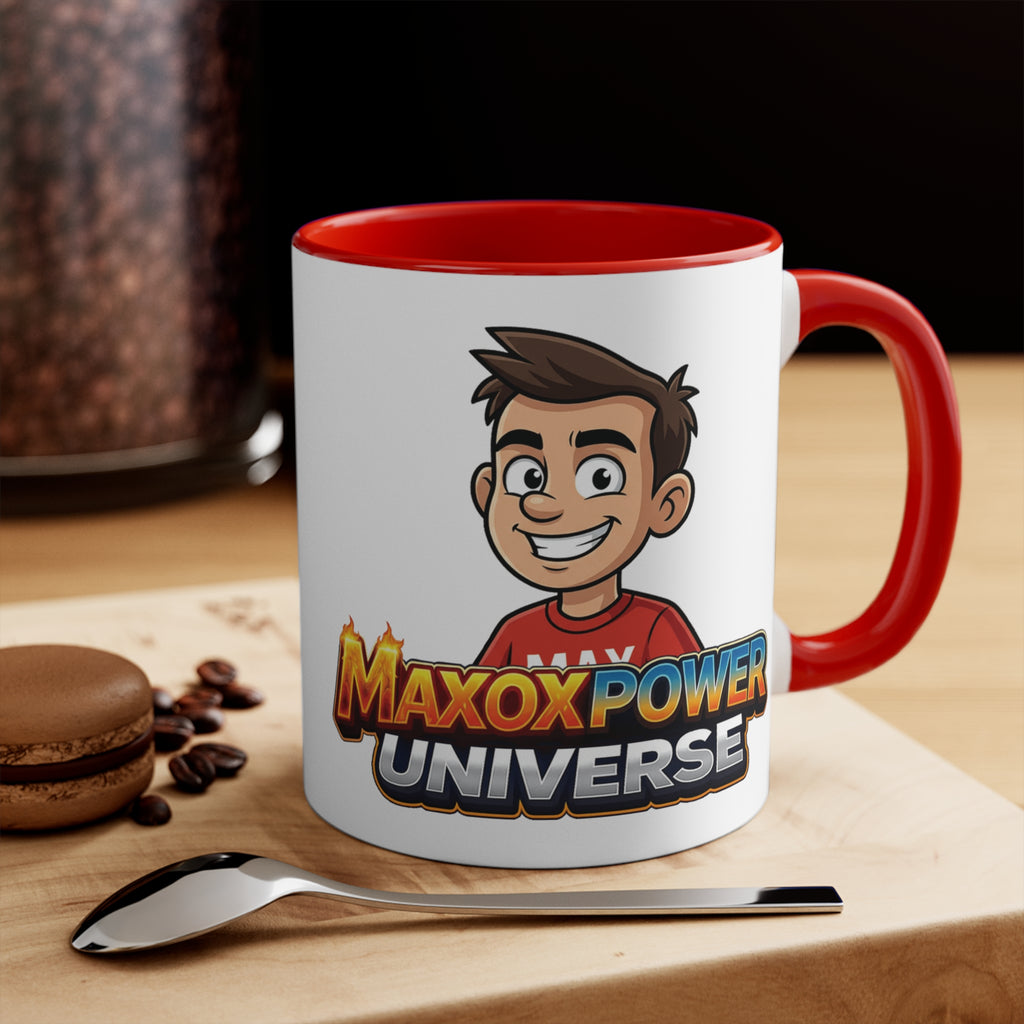 Maxoxpower Universe Accent Mug — Cartoon Logo Coffee Cup