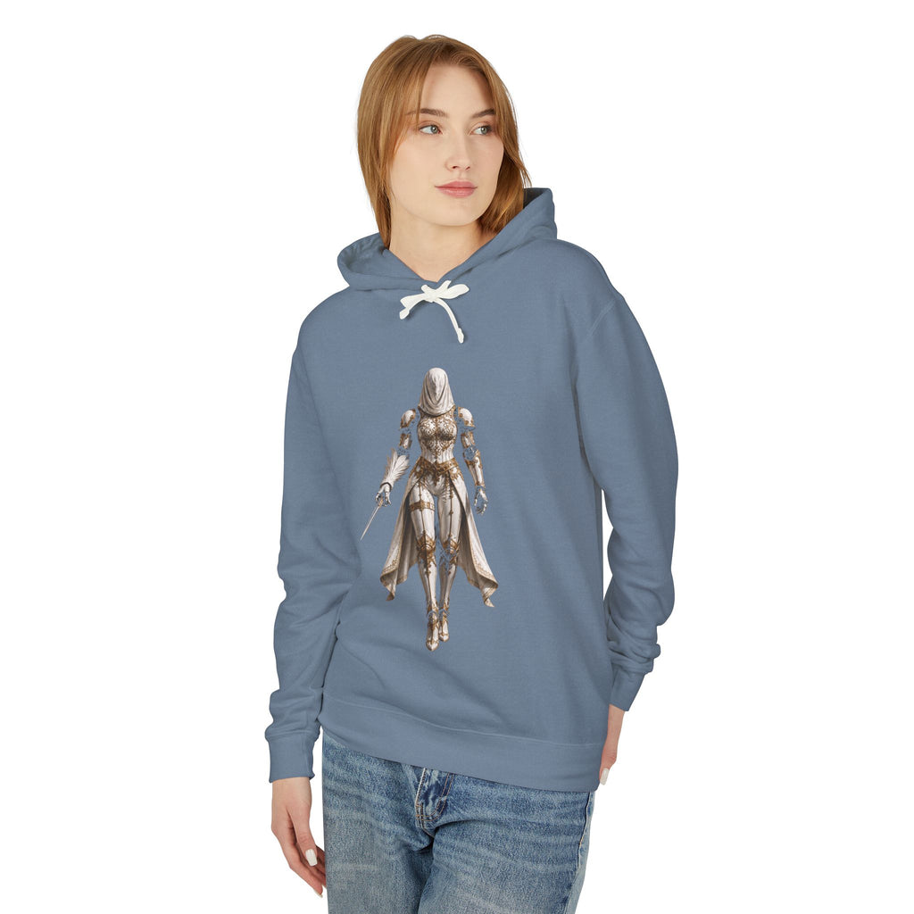 Neural Fiction Sci‑Fi Hoodie — Metallic Valkyrie Front & Emblem Back
