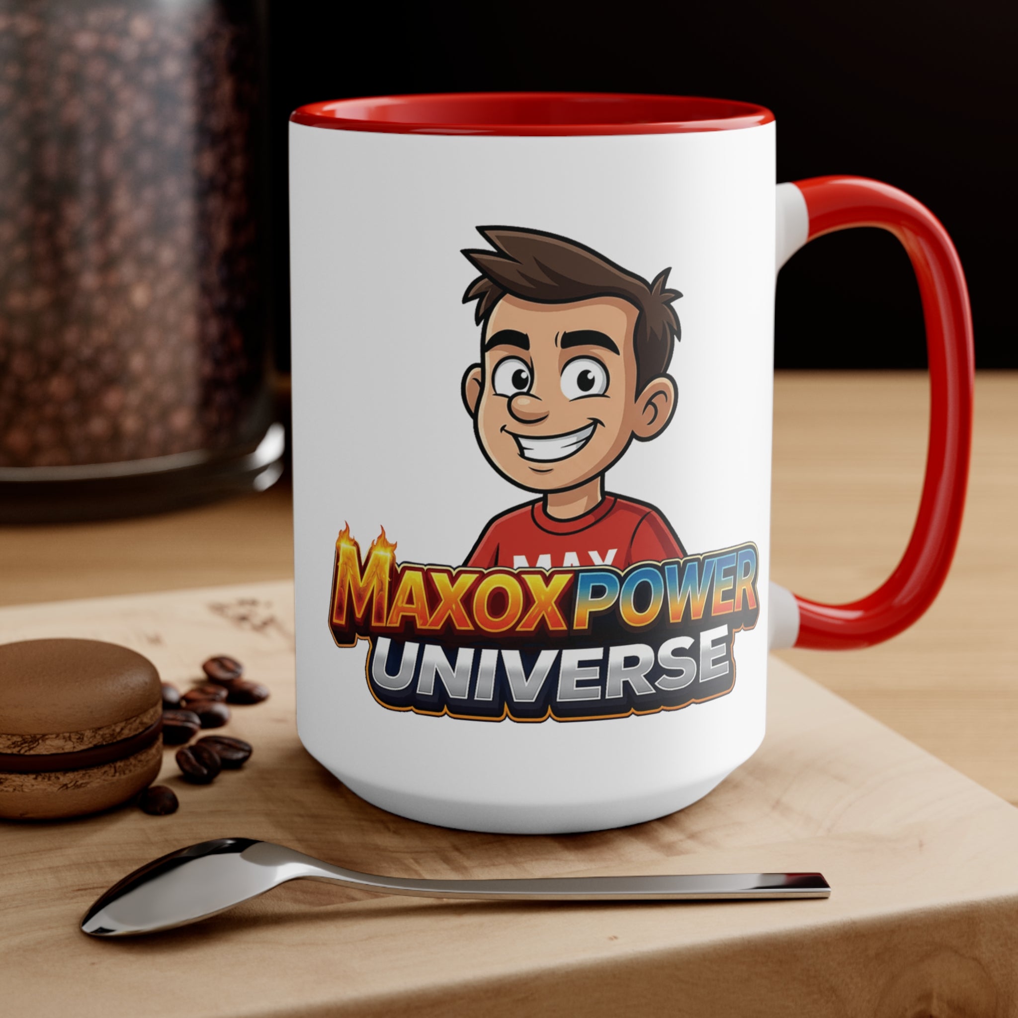 Maxoxpower Universe Accent Mug — Cartoon Logo Coffee Cup