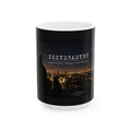 Night City Skyline Ceramic Mug — 'IZZyd3adyET' Urban Nightscape Coffee Cup (11oz/15oz)