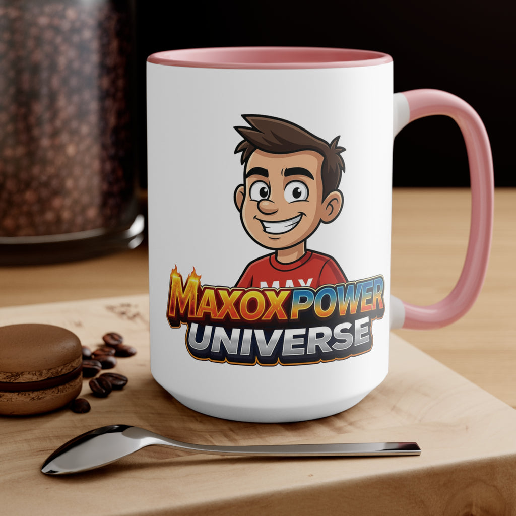 Maxoxpower Universe Accent Mug — Cartoon Logo Coffee Cup