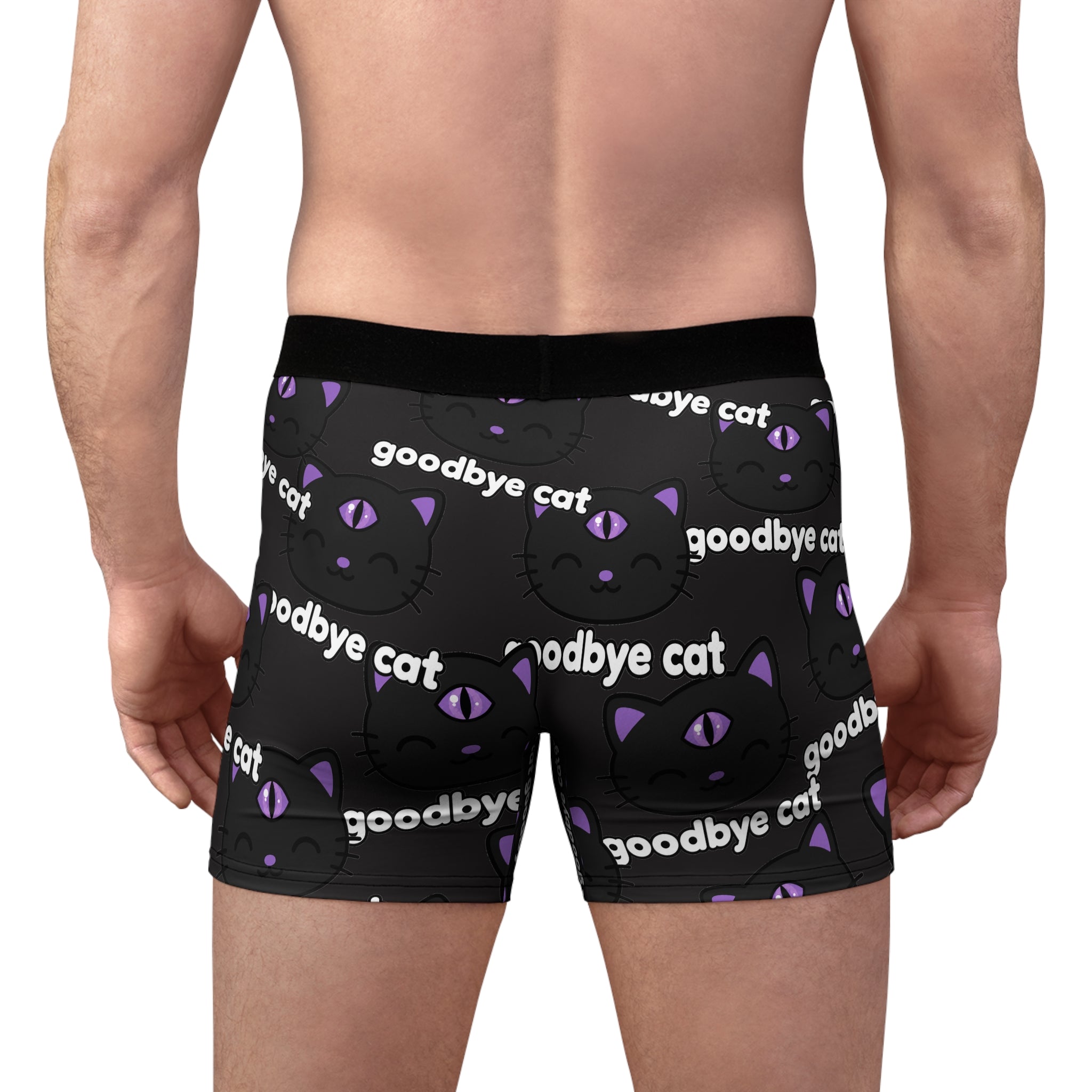 Goodbye Cat Boxer Briefs — All-Over Print Gothic Cat Pattern