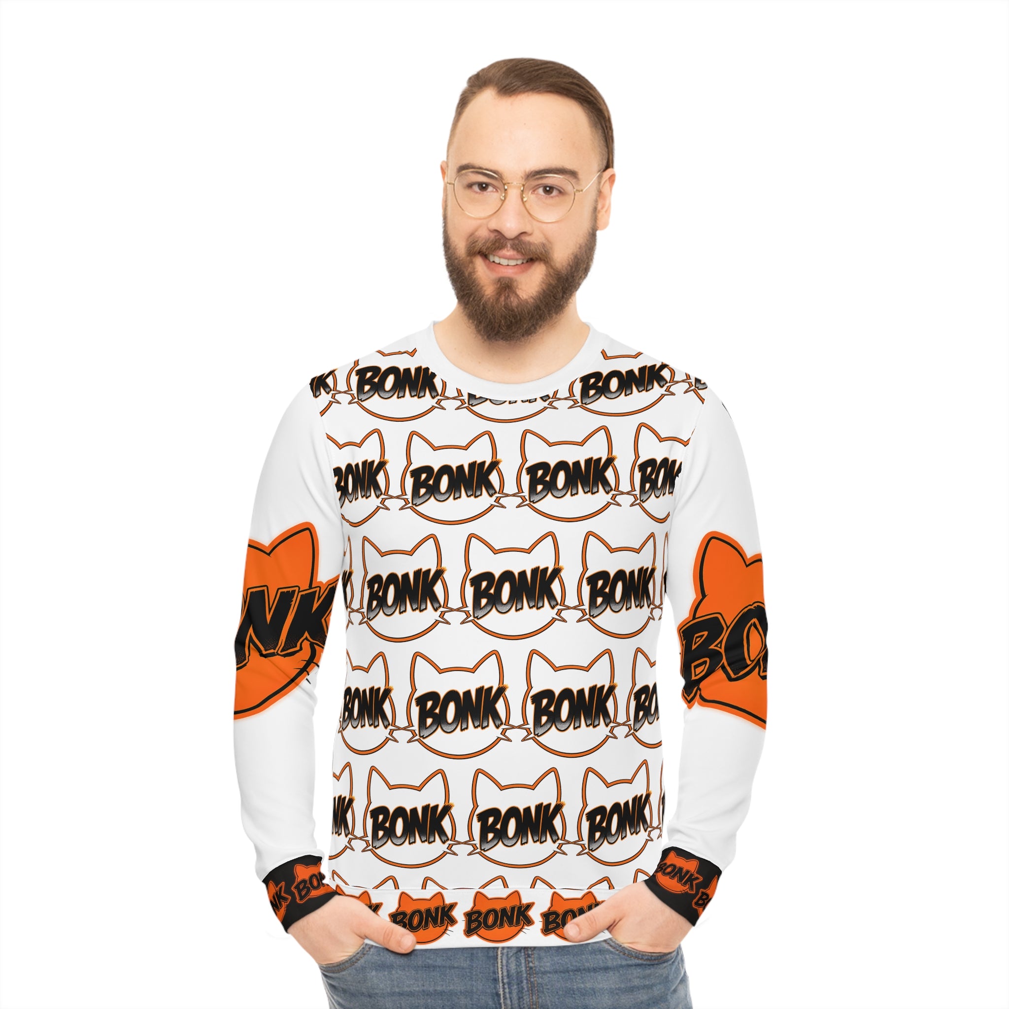 Bonk Pattern Sweatshirt — Retro Graphic Lightweight Pullover