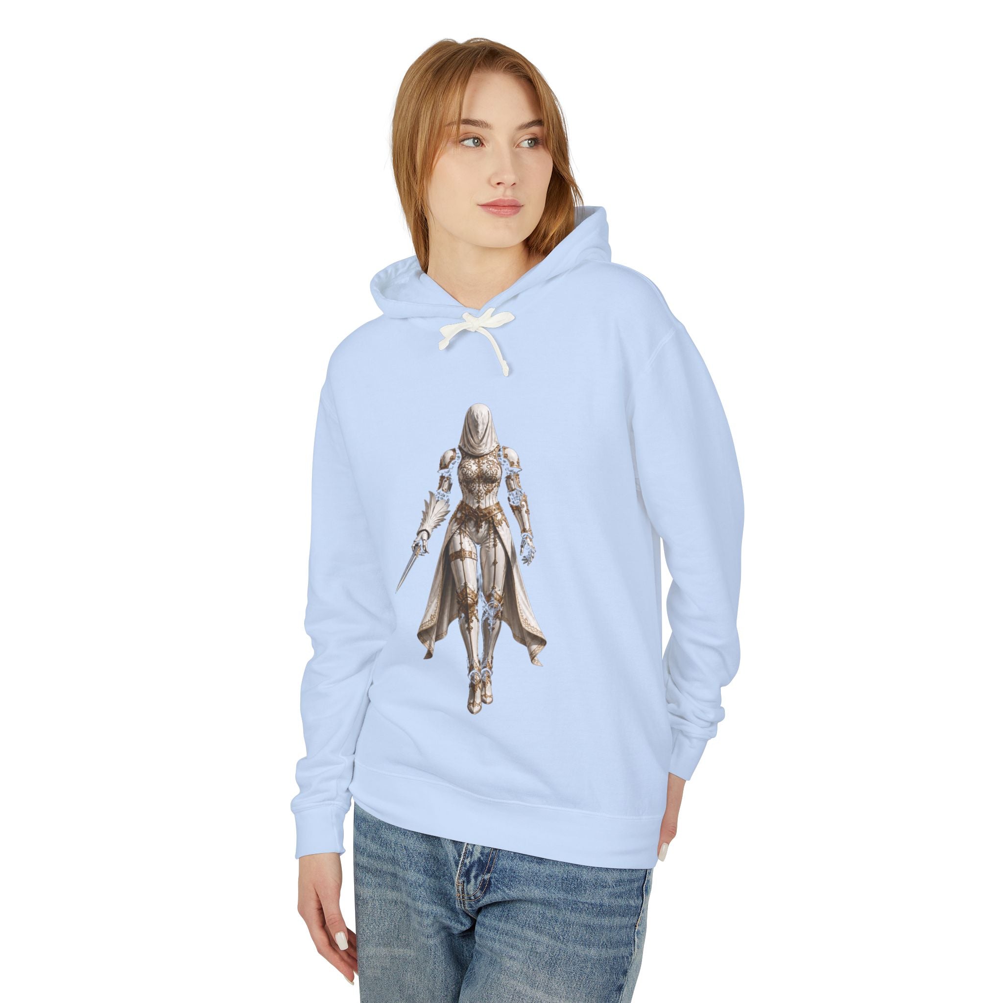 Neural Fiction Sci‑Fi Hoodie — Metallic Valkyrie Front & Emblem Back