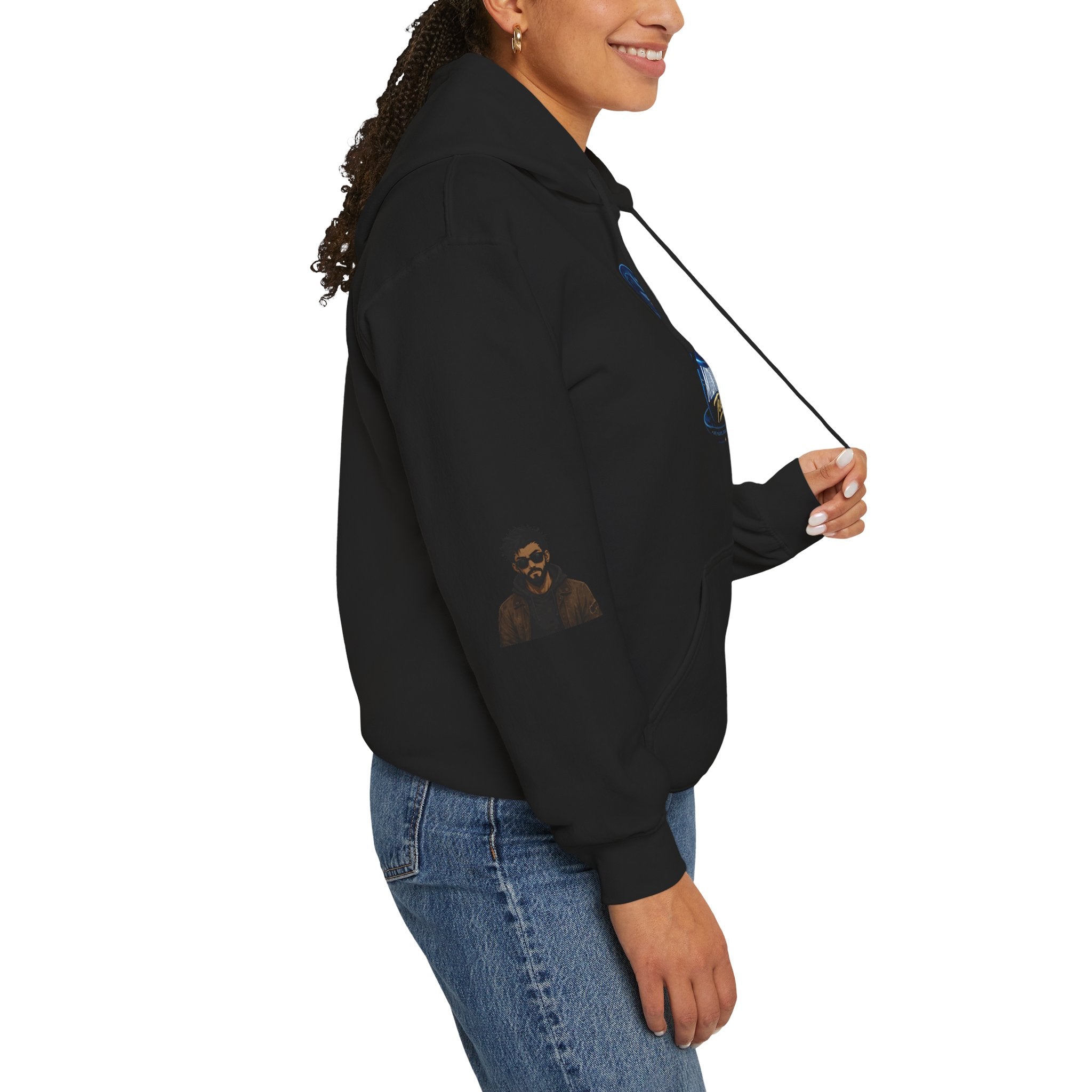 MIDNIGHT Tee Hoodie — Retro Neon 'MIDNIGHT' Portrait Pullover