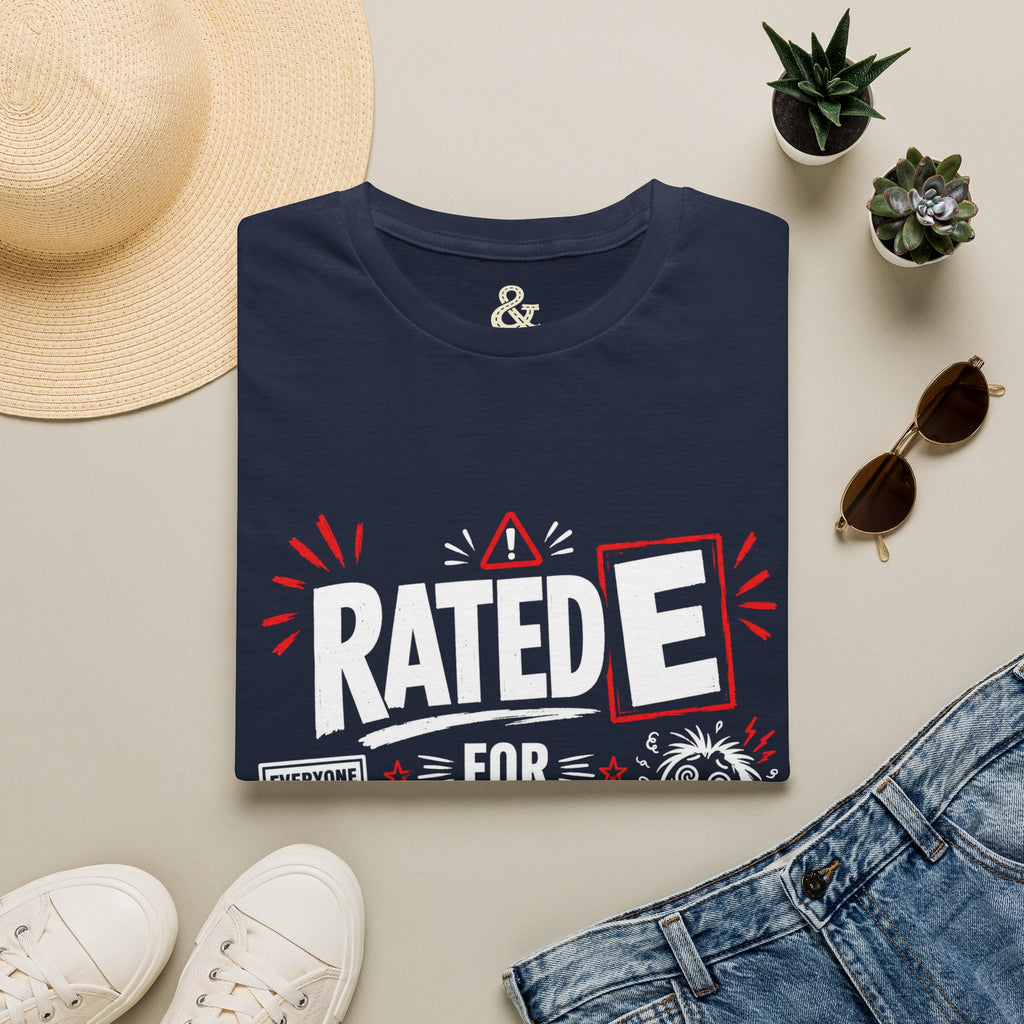 Graphic T-Shirt — "Rated E for Existential Damage" Funny Gamer Tee